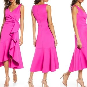 Eliza J Ruffle high low Midi dress